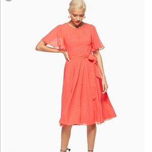 Kate spade clipped dot dress coral 8